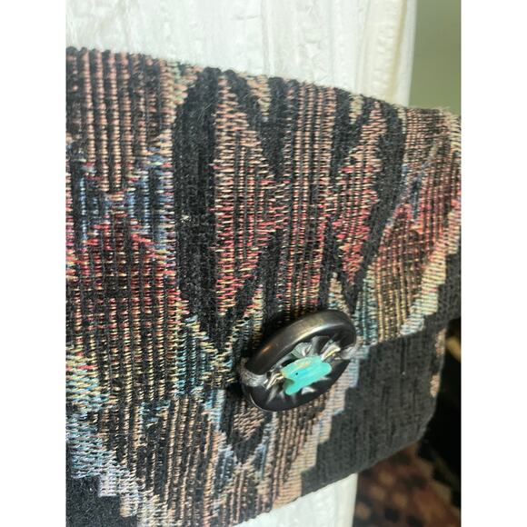 Aztec Southwestern Western Sling Handwoven Crossbody. Turquoise Detail. - Picture 4 of 7